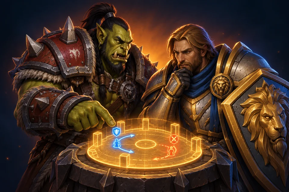 Arena 2v2 Coaching — original fantasy illustration