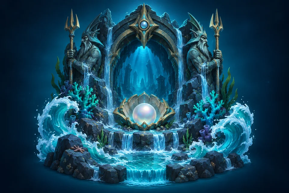 Tidebound Grotto — original fantasy illustration